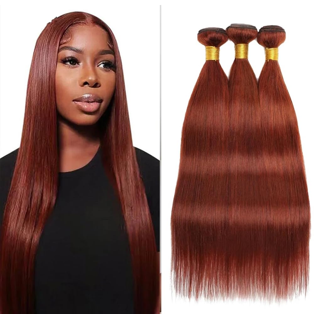 28 30 32 Inch Color 33 Hair Bundles Copper Straight Bundle Reddish Brown Straight Bundle Human Hair Unprocessed Virgin Hair 3 Bundles