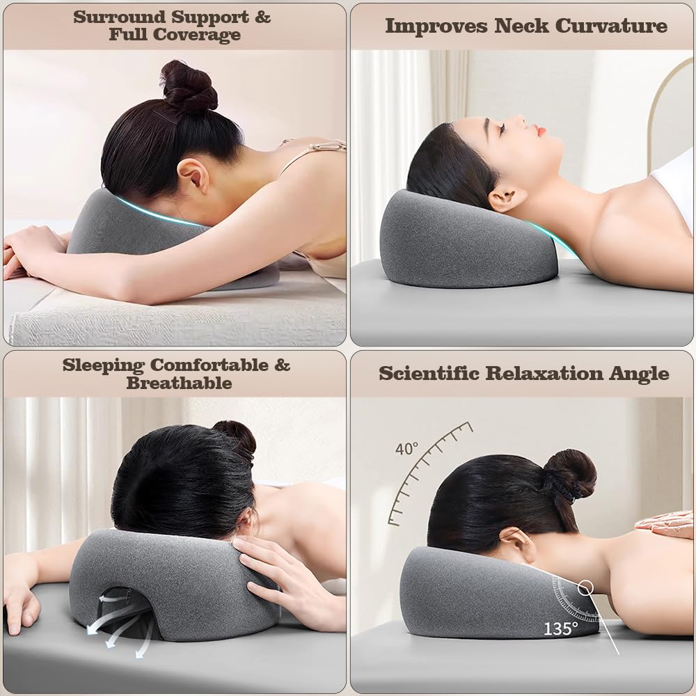 Goldencivetcat Face Down Pillow for Massage Table,Massage Headrest for Bed,Stomach Sleeping,BBL Pillow After Surgery,Post-Eye Surgery Recovery,Tanning Pillow with Removable Cover