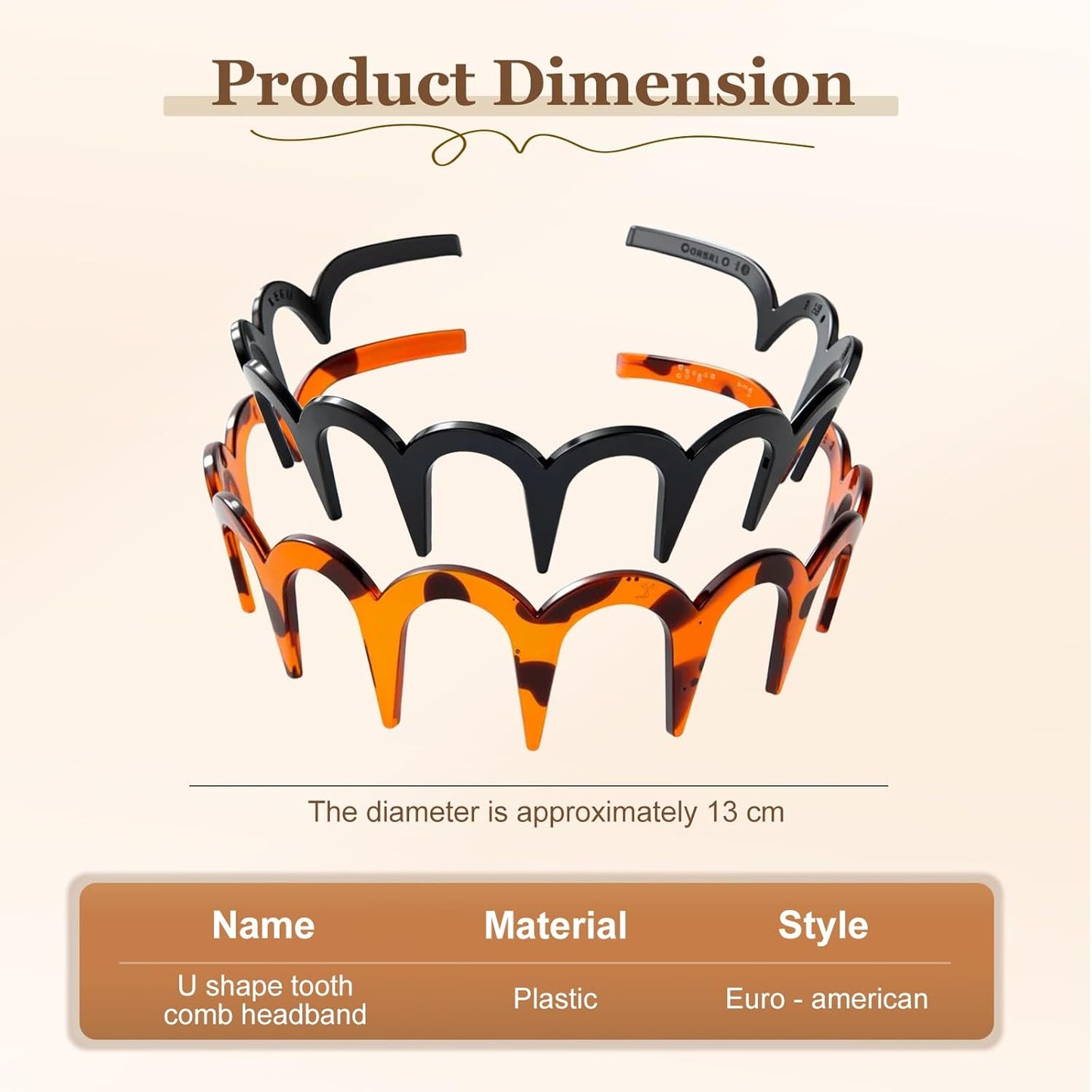 U Shape Fashion Tooth Hair Comb Headband - 2PC Set | Zig Zag Design for Women & Girls (Mix 2, M)