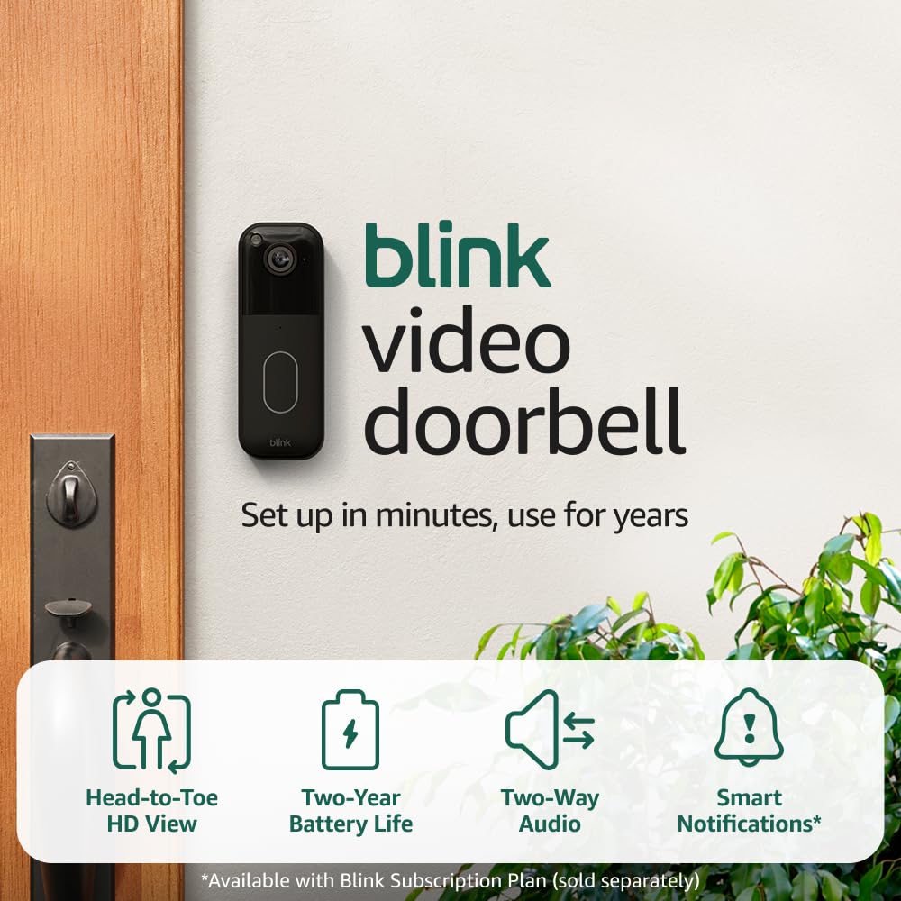Blink Video Doorbell - HD View with Two-Year Battery Life | Easy Setup, Requires Sync Module (Black)