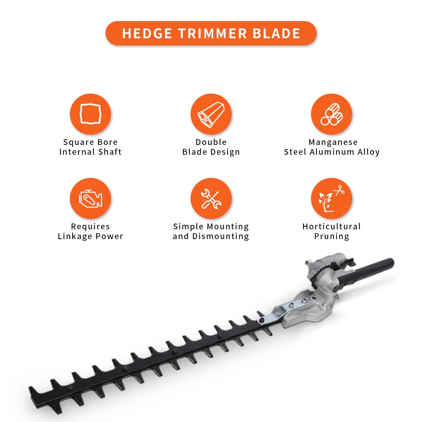 Hedge Trimmer Head, Double Blade Backpack Hedge Trimmer Head, 26mm Hedge Trimmer Blade Attachment Replacement Parts, 65 Manganese Steel Aluminum Alloy Hedge for Brush Cutters