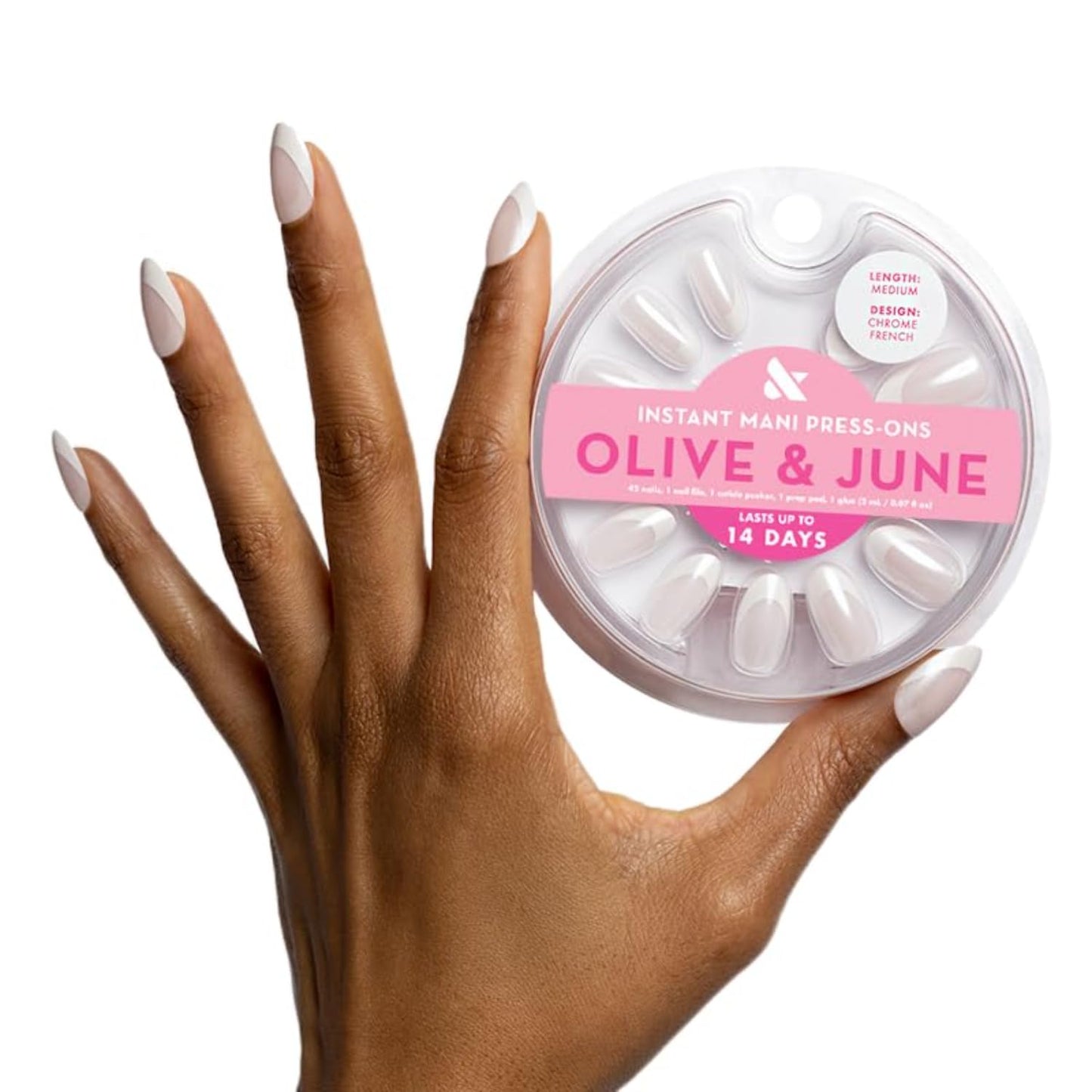 Instant Mani Summer Press-On Nails - Non-Toxic, Long-Lasting | 42 Fake Nails in 21 Sizes | Medium Almond Shape