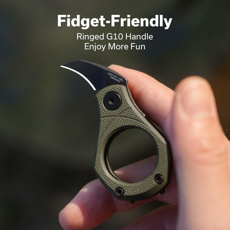 CIVIVI Pyrus Mini Keychain Knife (1 Piece), Small EDC Pocket Folding Box Cutter with 14C28N Blade & Ringed G10 Handle, Christmas Stocking Stuffers Gift for Men Women C23038-4, OD Green