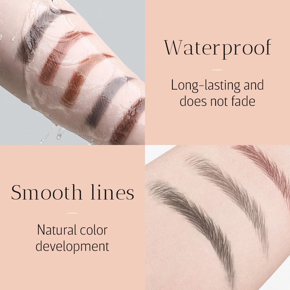 Microblading Eyebrow Pencil, 2026 New 3D Waterproof Microblading Eyebrow Pencil with 4 Fine Tips, Long-Lasting Natural Gap-Filling Eyebrow Makeup for Women (Black)