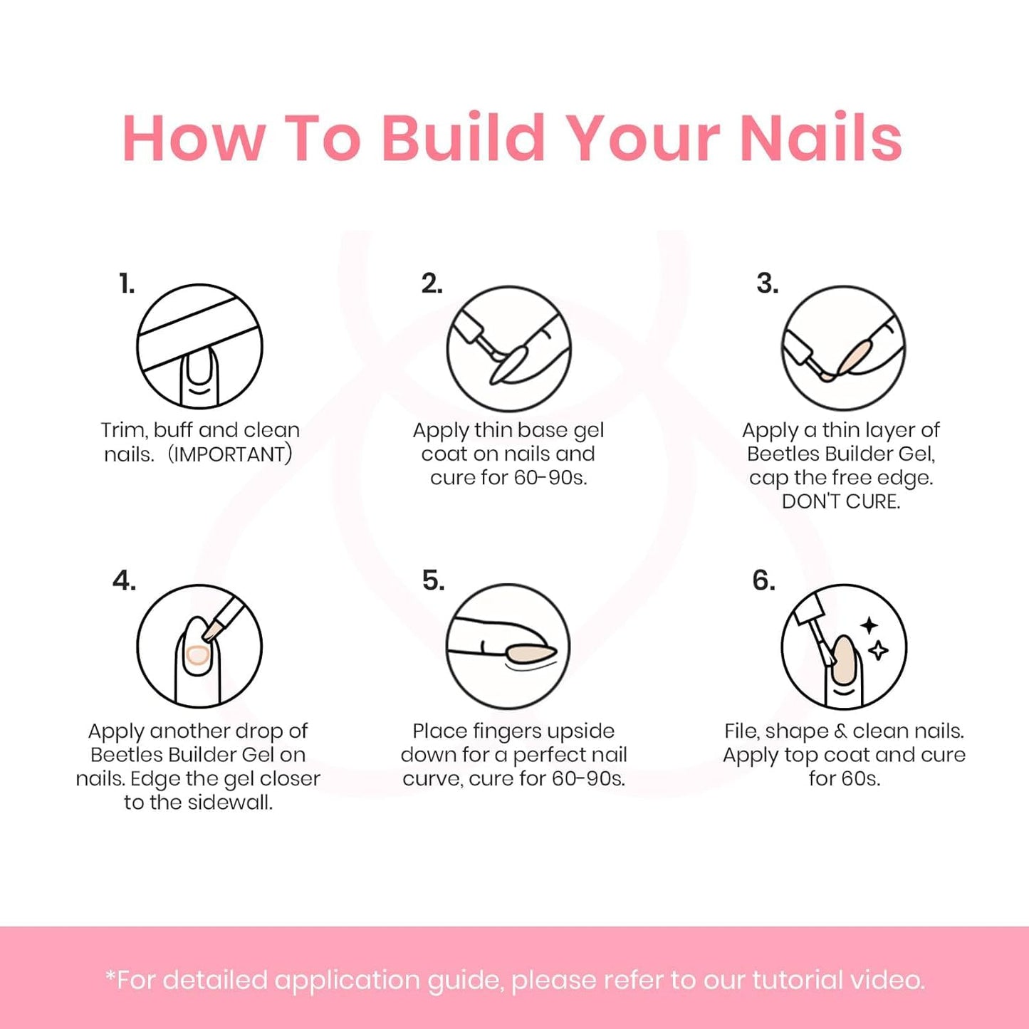 Beetles Builder Gel Set - HEMA-Free Nail Extension Gel | 6 Peach Colors, 8-in-1 Strengthening Formula for DIY Nail Art