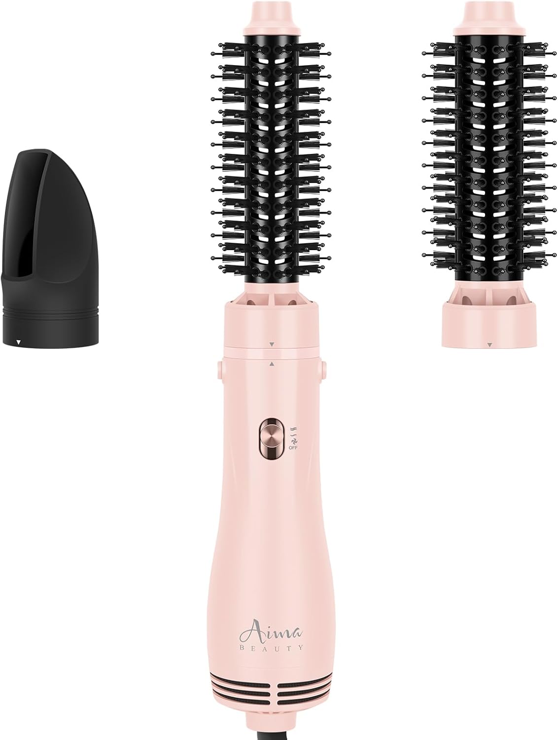 Aima Beauty Blow Dryer Brush Set - 4-in-1 Ionic Round Brush for Shine, Smoothness & Volume | Interchangeable 1” & 1.25” Barrels, Pink