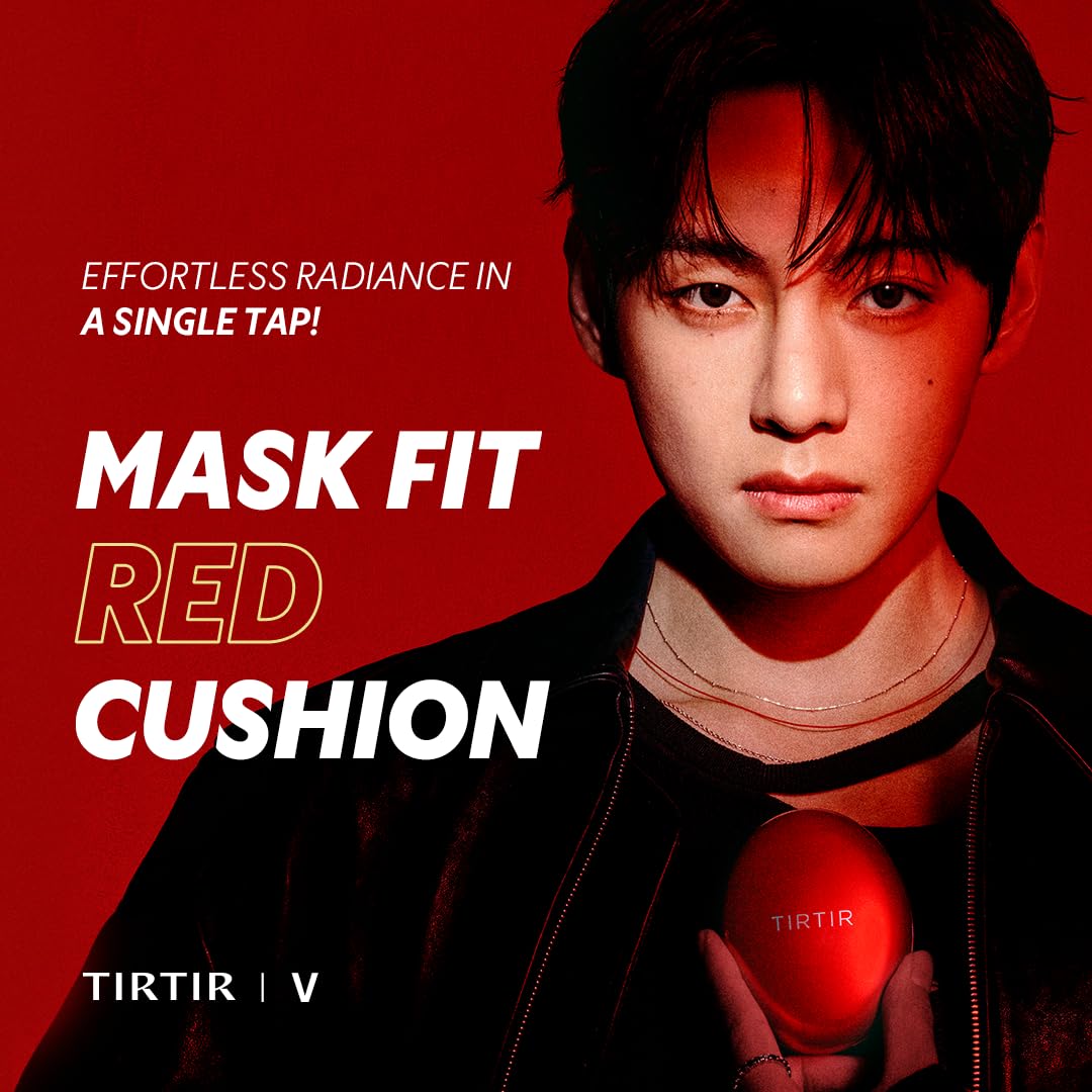 TIRTIR Red Cushion Foundation - Full Coverage, Weightless BB Makeup | Satin Glow Finish, Buildable, #23N Sand, 0.63 Fl Oz