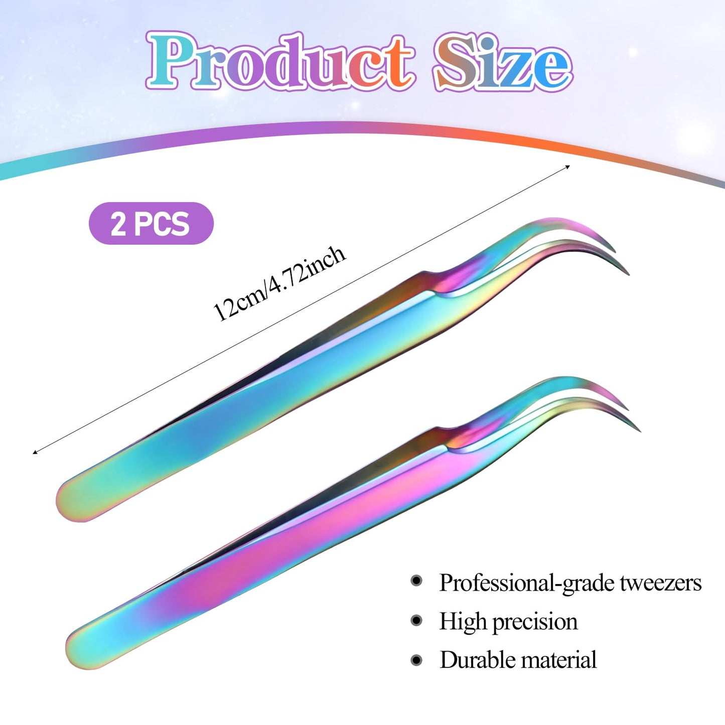 2PCS Craft Tweezers for Stickers, Sticker Tweezers, Precision Curved Tip Craft Tweezer for DIY Jewelry Making, Eyelash Extensions, Electronics, Laboratory Work