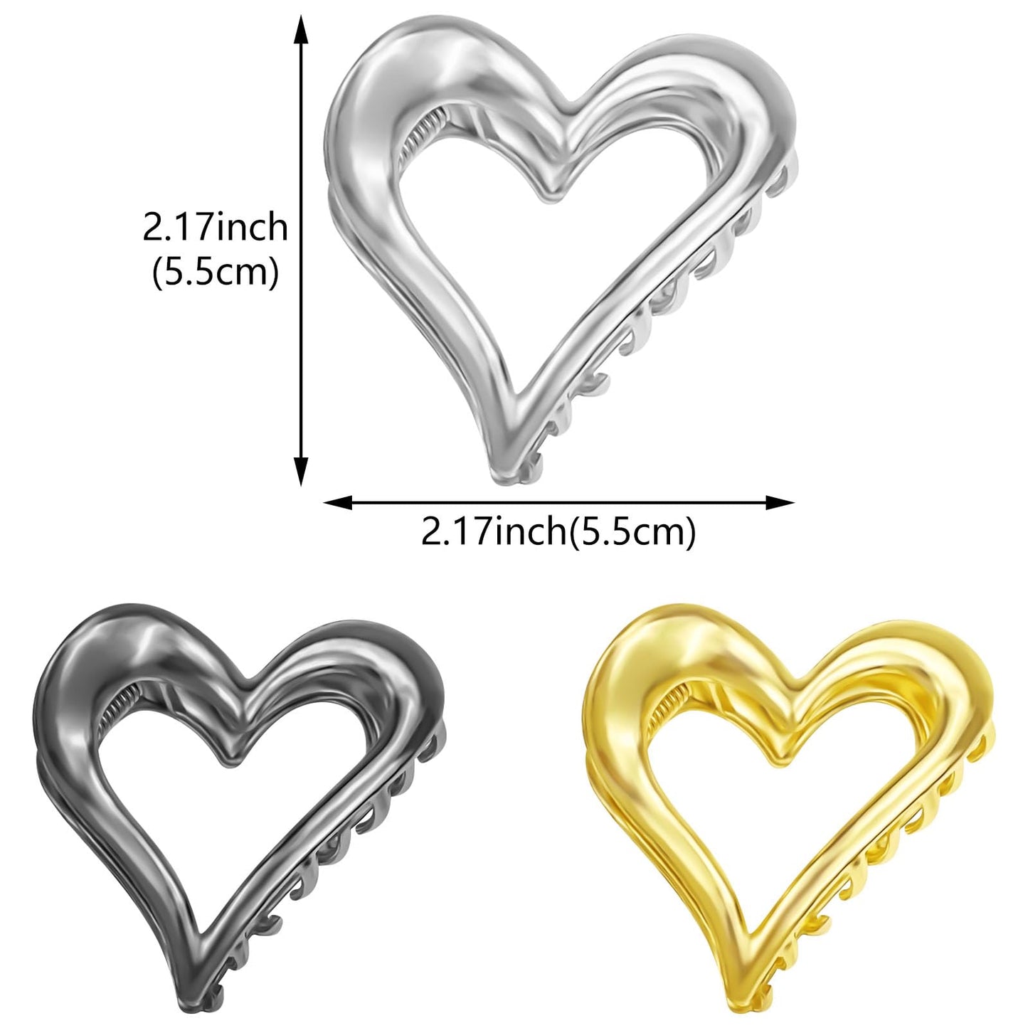 6 Pcs Heart Hair Claw Clips Metal High Ponytail Holder Hair Claws Fancy Hair Jaw Clips Non-Slip Vintage Hair Clamps Hair Updo Grip Hair Accessories for Women Girls