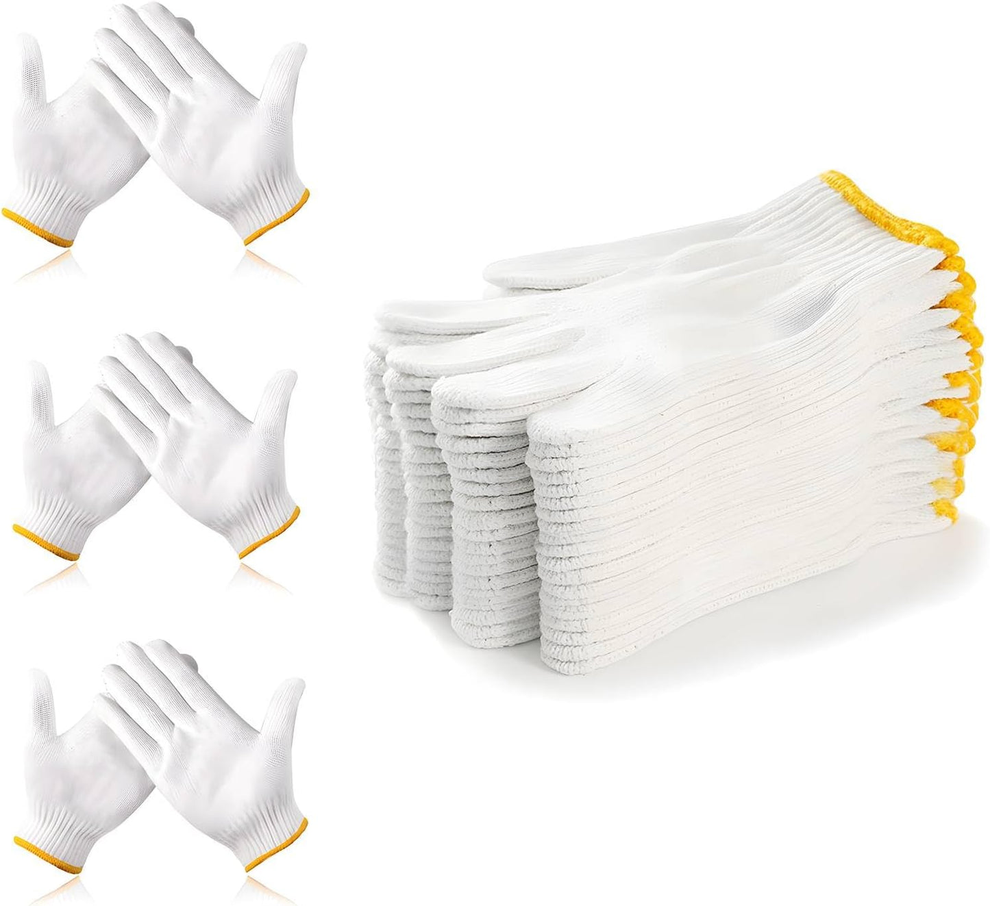 Unisex Cotton Polyester Knitted Safety Gloves - Ideal for Gardening, Warehouse & Cooking | 12/36/240 Pairs