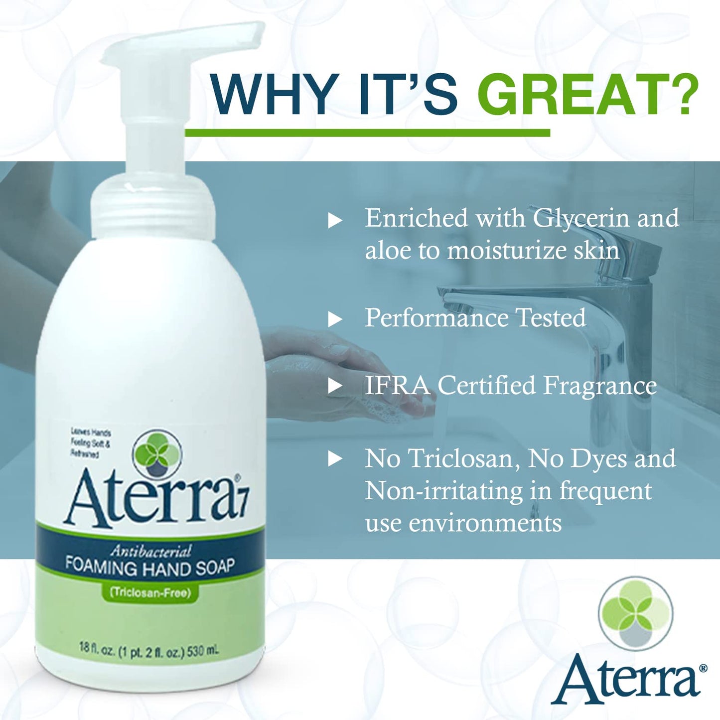 Aterra7 Foaming Hand Soap with Thick, Rich Lather 18 Fl Oz (Pack of 2)