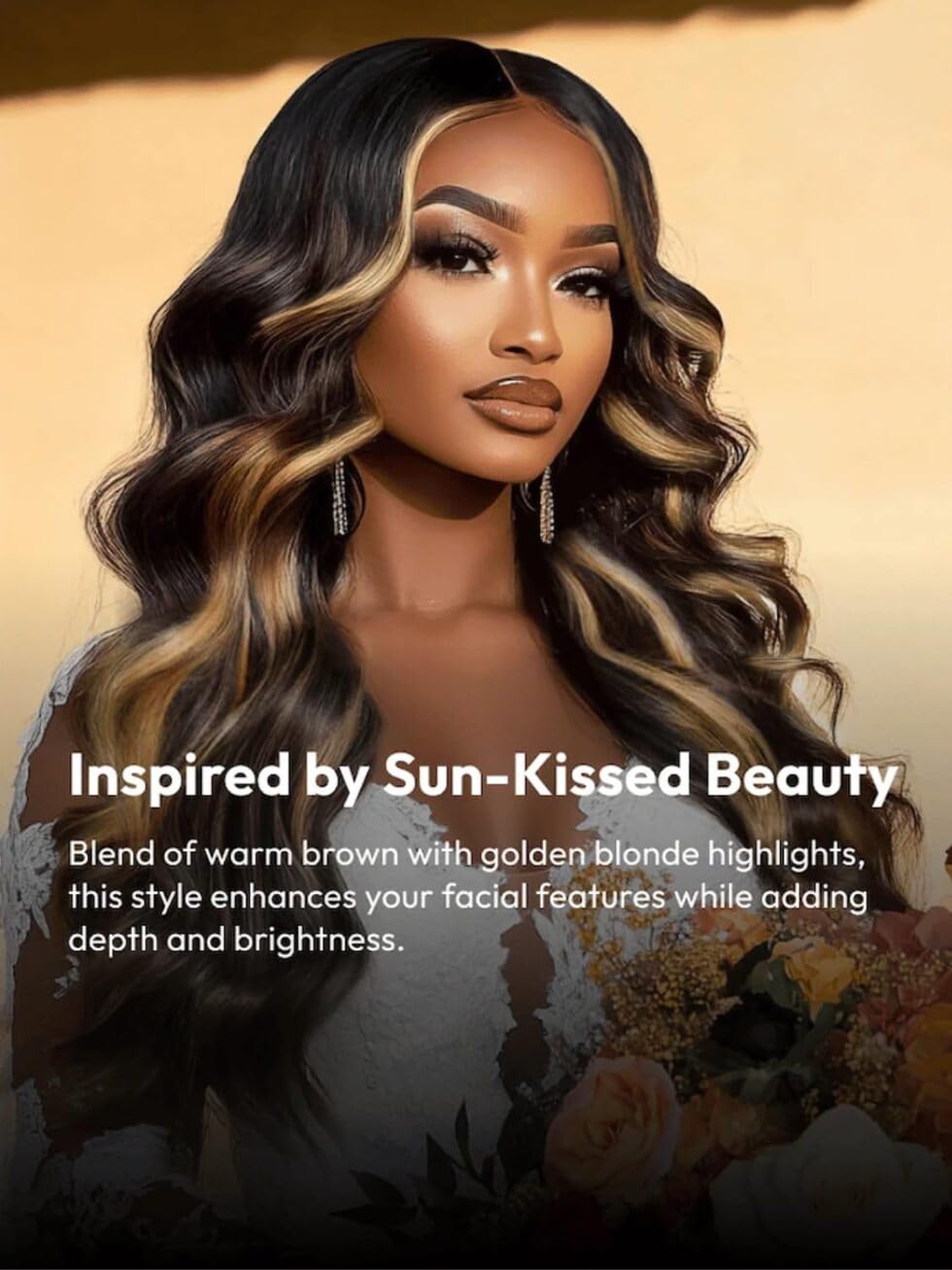 UNICE Bye Bye Knots Glueless Wig 7x5 Pre Cut Lace Front Wigs Butterscotch Highlights Brown Loose Wave Human Hair Put on and Go Wig Pre Plucked Bleached Invisible Knots 150% Density 22 Inch