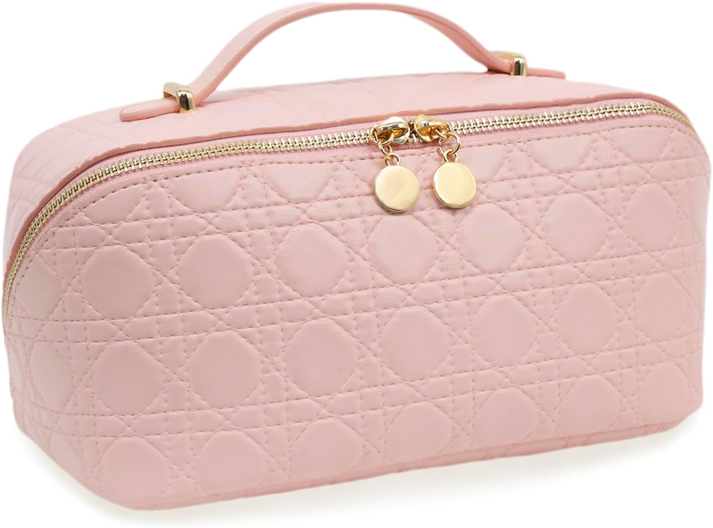 Travel Makeup Bag - Large Waterproof Cosmetic Organizer with Double Zipper | Pink Toiletry Pouch for Women