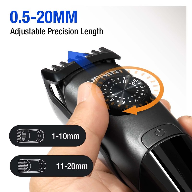 SUPRENT Beard Trimmer for Men Waterproof- IPX7 Professional Mustache Trimmer- 39 Built-in Adjustable Precise Lengths- Cordless USB C Rechargeable & LED Display