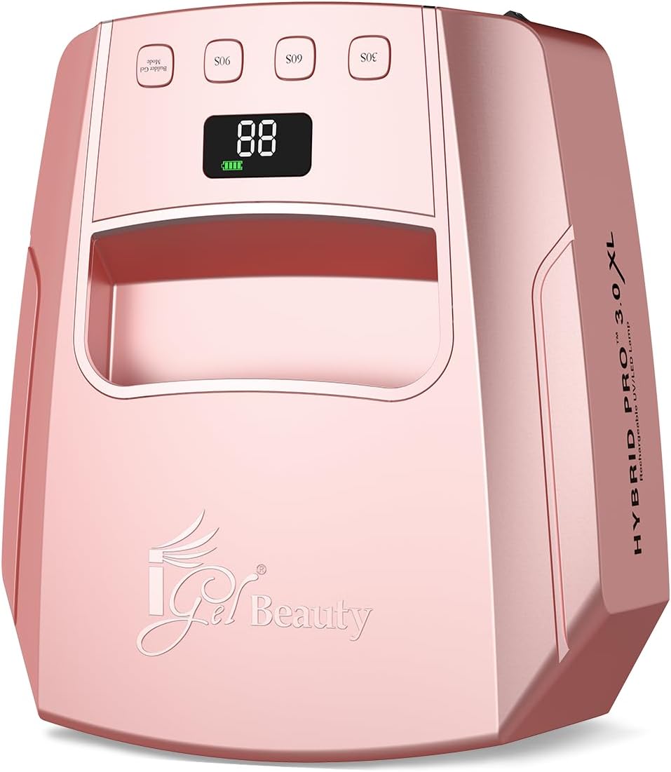 iGel Beauty Hybrid PRO 3.0 XL UV/LED Nail Lamp - Wireless 48W Nail Dryer with Smart Timer & Extra Wide Curing Area | Cordless Design, 9000mAh Battery