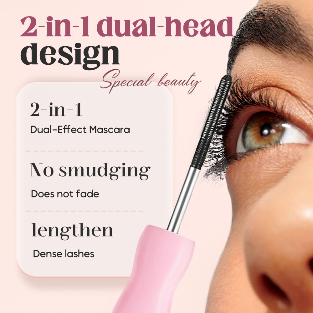 Waterproof Fibre Mascara, Tubular Mascara with Built-in Lash Primer, Volumizing Mascara for Daily Makeup, Natural And Non-Smudged (1pc)