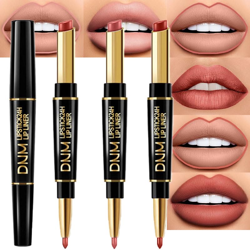 Chestnut Nude Brown Matte Lip Liner & Lipstick Set - Long Lasting, Waterproof, Smudge Proof | Antique Rose