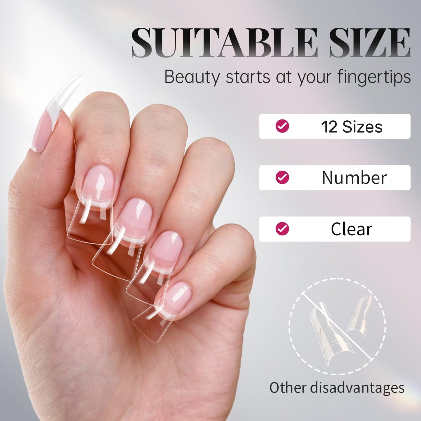 krofaue Duck Nail Tips - Clear Soft Gel Curved Nail Tips