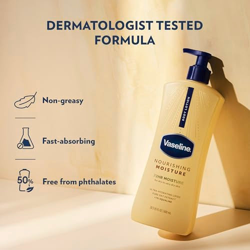 Vaseline Intensive Care Nourishing Moisture Body Lotion 3 Pk Made with Ultra-Hydrating Lipids + Pure Oat Extract for Dry Skin, for Nourished, Healthy-Looking Skin 20.3 oz