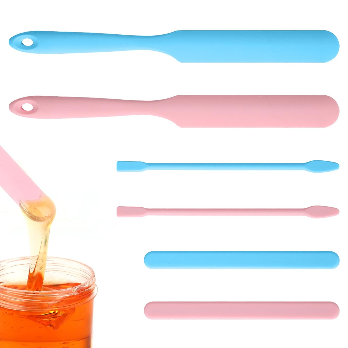 Hadnves 6Pcs Silicone Wax Spatulas Non-stick Waxing Applicator Hair Removal Sticks Applicator Spatula Reusable Hard Wax Scraper for Home Salon Body Use