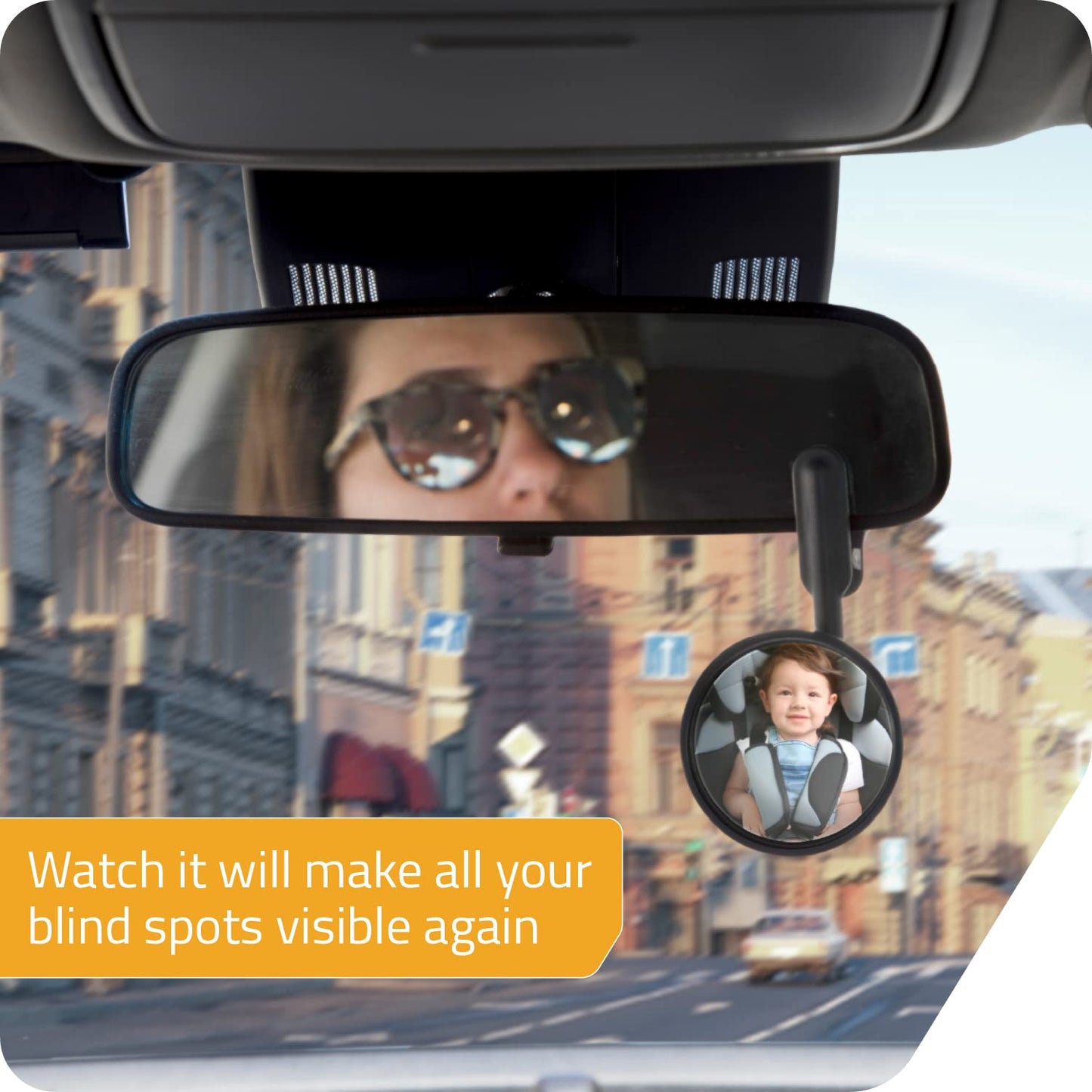 Peleg Design Watch-It – Monitor Mirror, Clip-On Cubicle, Computer Rear-View mirror, Convex for Personal Safety or Security, Cabinet Desk Rear-View Monitors Blind Spot