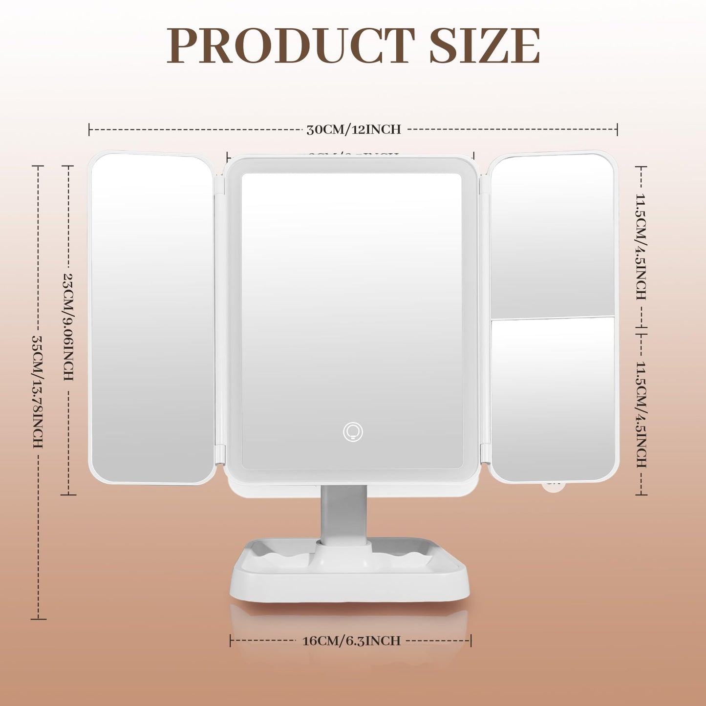 AoKayzu 1x/2x/3x Magnification Makeup Mirror,Adjustable Touch Screen with 4 Mode Lights Change 180°Rotation USB Charge Lighted Desktop Mirror for Make up Travel Cosmetic