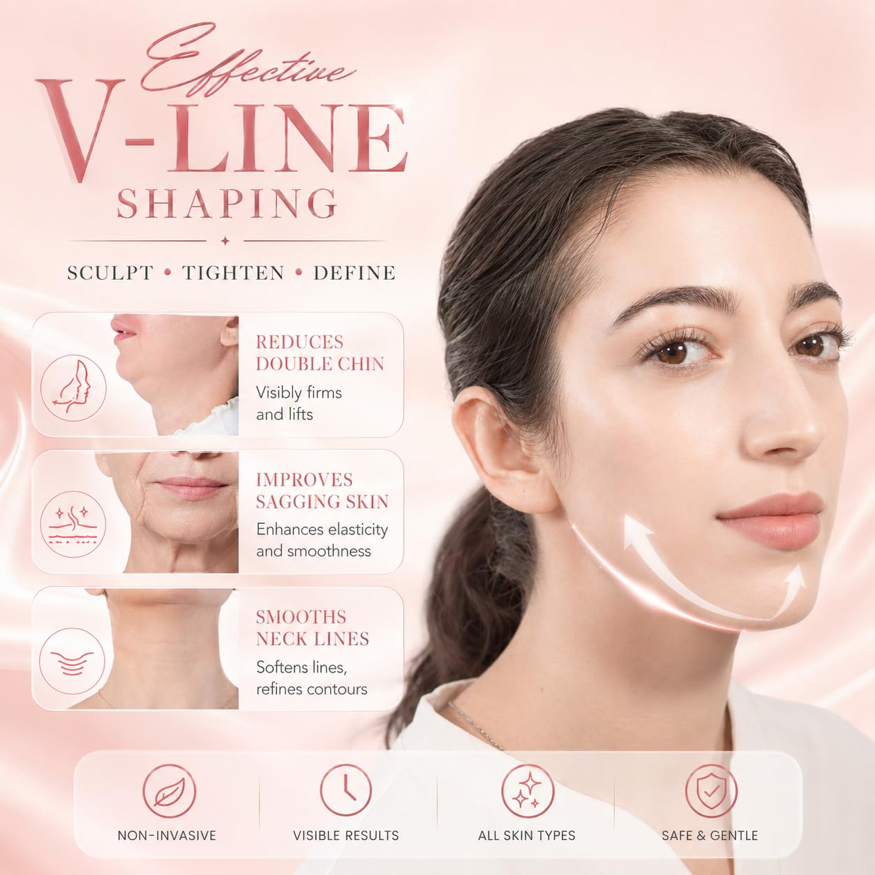 V Line Lifting Mask Chin Strap for Sleeping, Face Lifting Strap, Chin Strap, V Line Mask, Jawline Shaper, Jaw Strap, Double Chin Reducer,Face Lift Tape & Snoring Solution (Beige.)