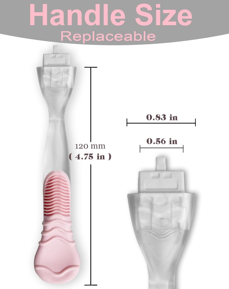 Replacement Razor Handle Compatible with Gillette Venus, Non-Slip Ergonomic Grip, Handle Only, Pink, 2 PCS