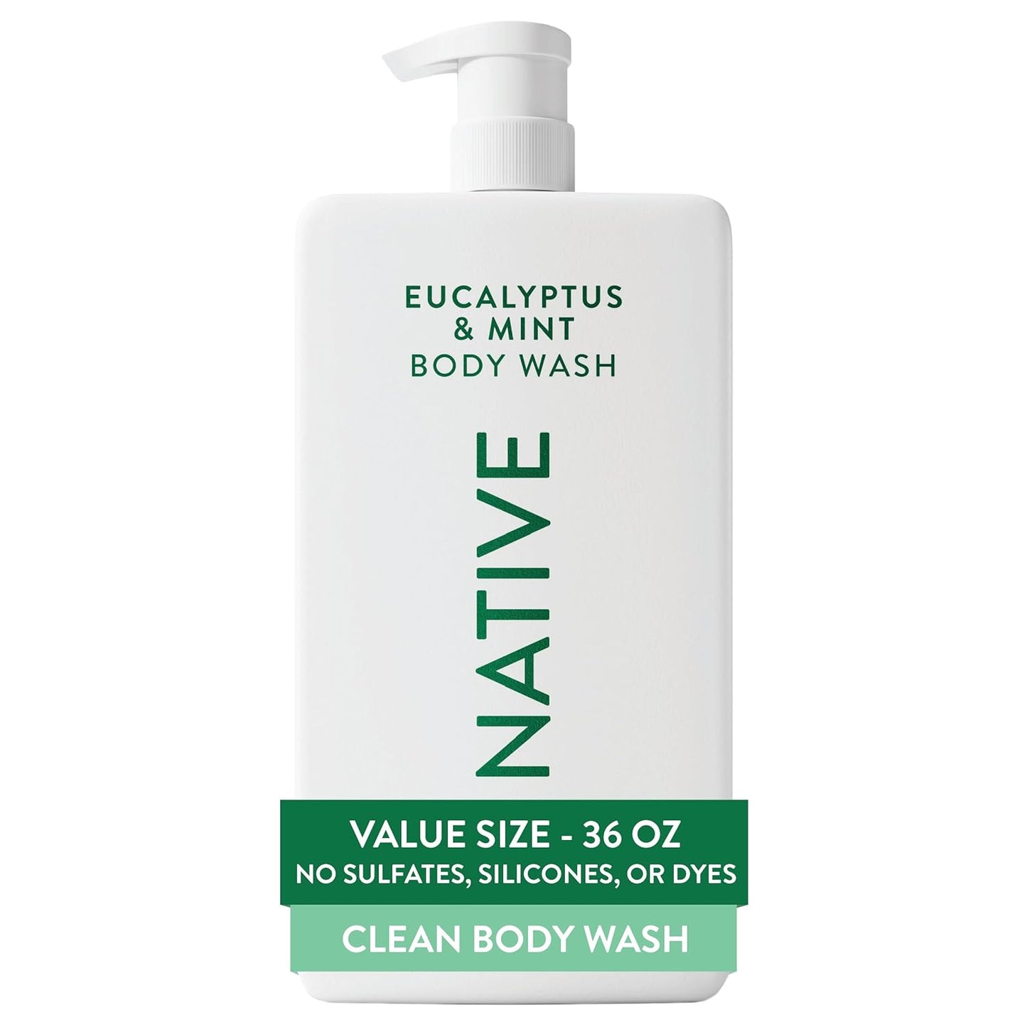 Native Body Wash - Eucalyptus & Mint, Sulfate-Free Formula | 36 oz Pump Bottle for Men & Women