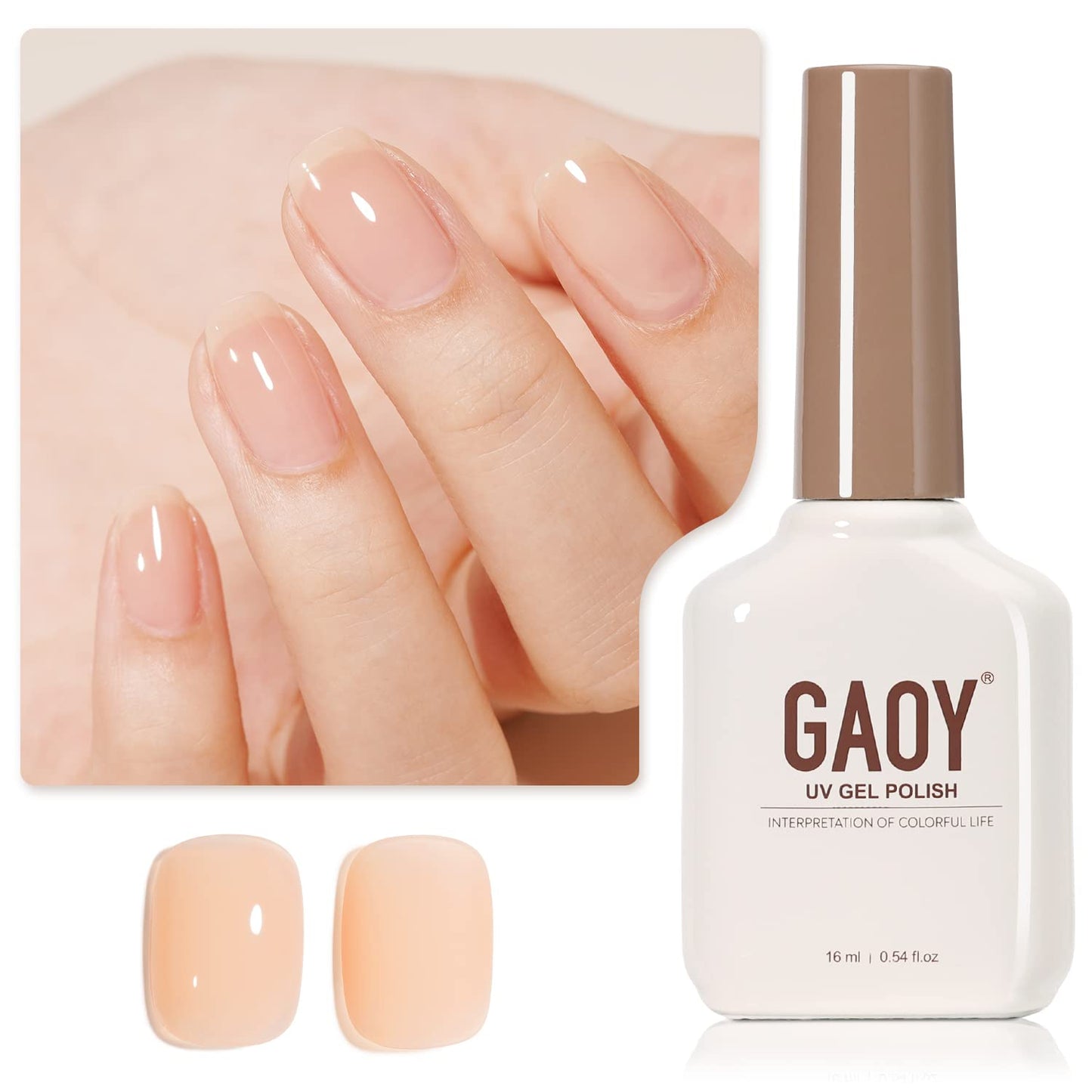Sheer Light Pink Gel Nail Polish - 16ml UV Cure Jelly Milky White Peach for DIY Manicure & Pedicure