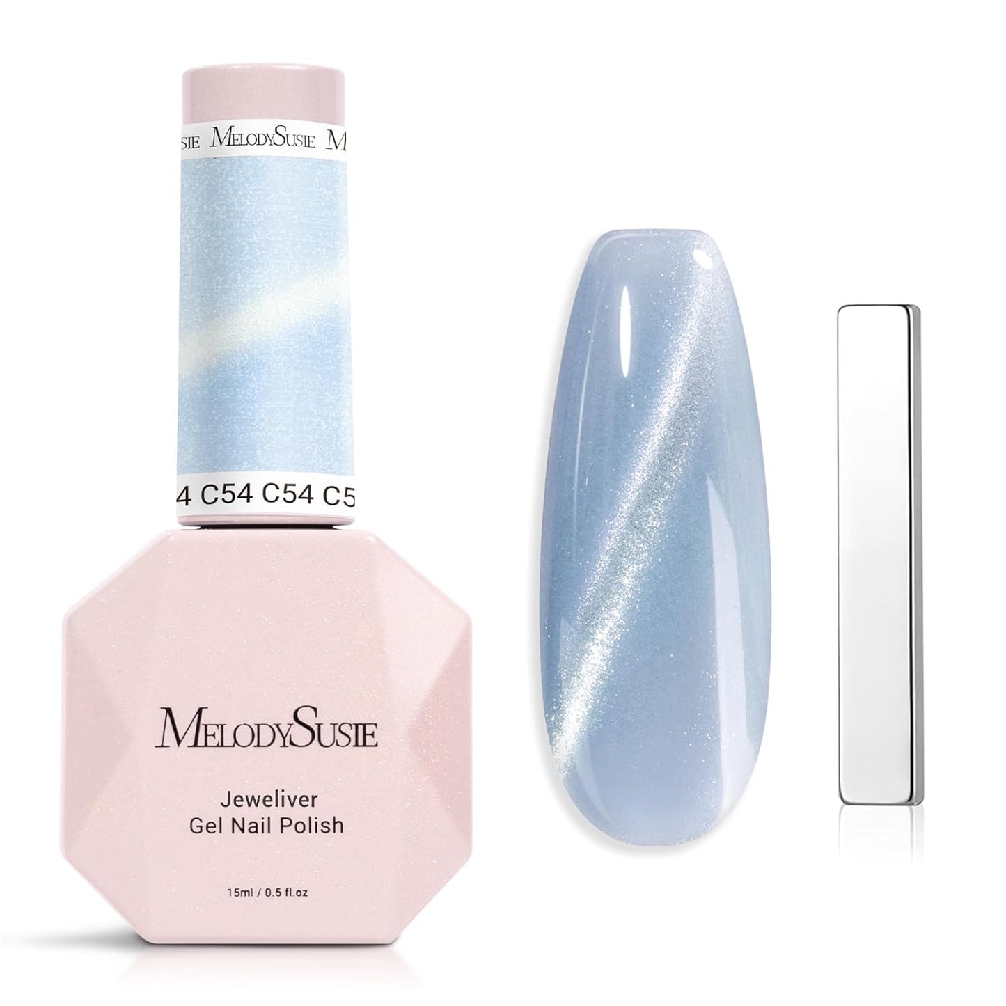 MelodySusie Cat Eye Gel Nail Polish - Burgundy Red Glitter Holographic | 0.5 Fl Oz UV Nail Art