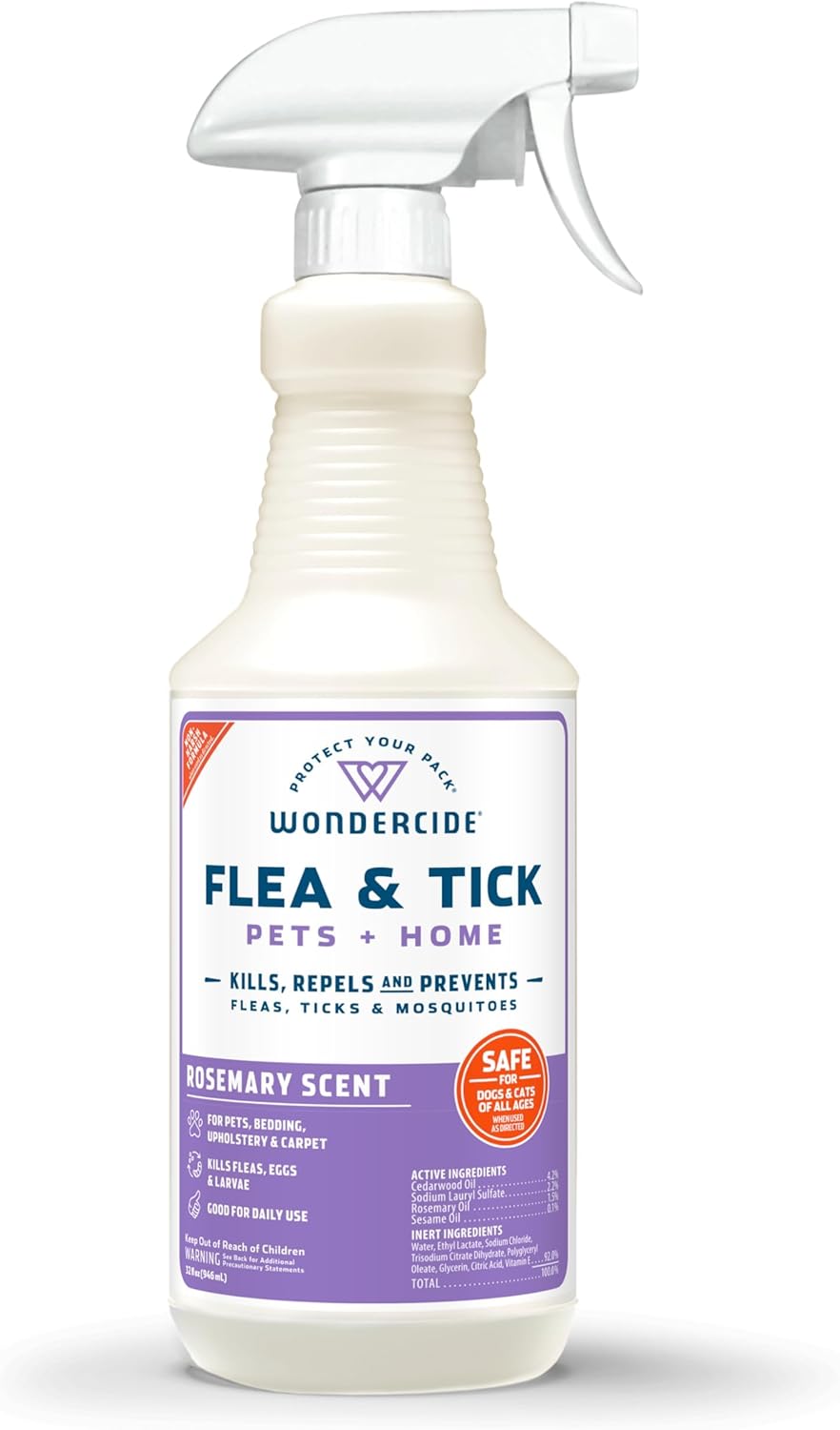 Wondercide Flea, Tick & Mosquito Spray - Natural Essential Oil Formula for Pets & Home | Lemongrass, 16 oz