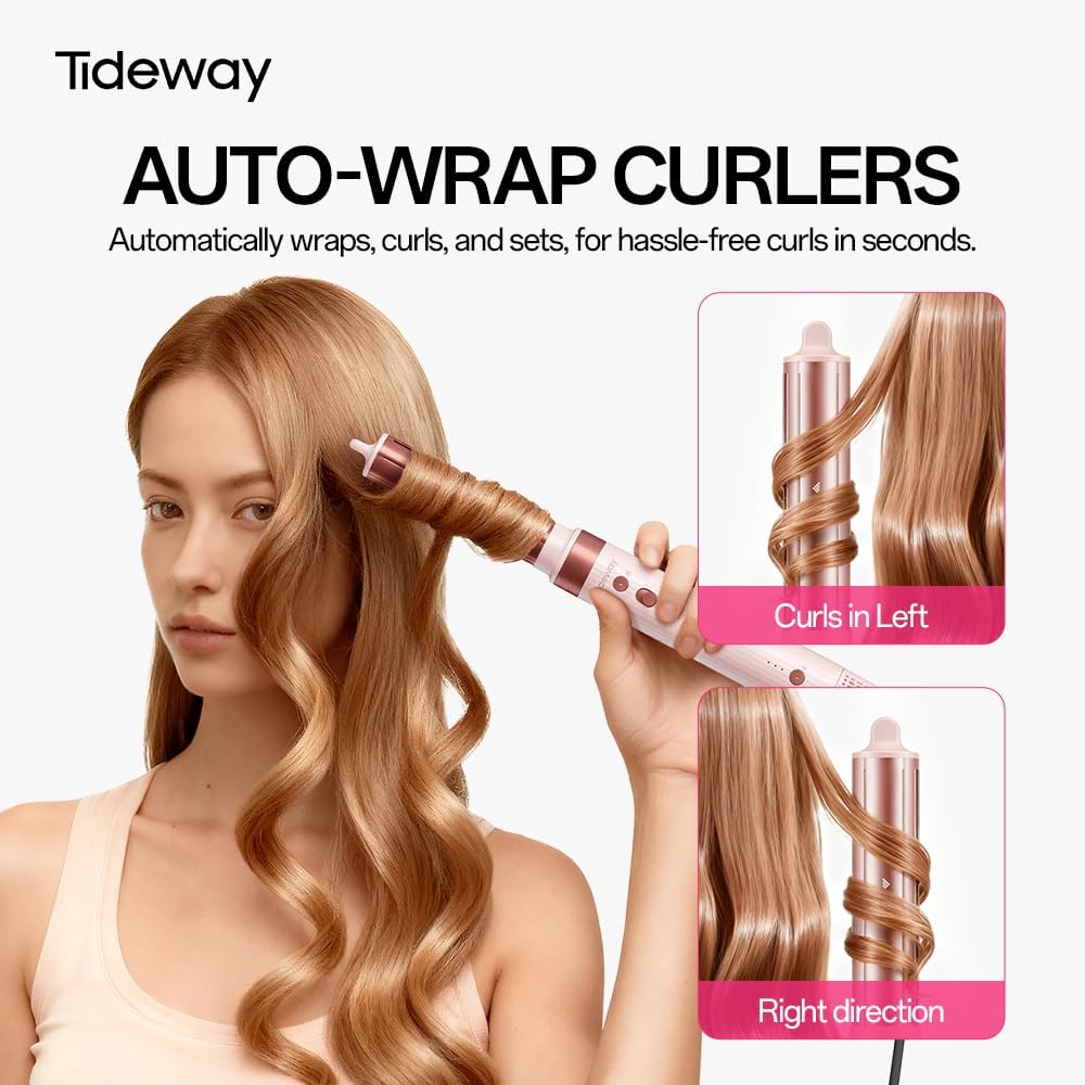 Tideway Prowaver 6-in-1 Hair Dryer Brush - High-Speed Ionic Hot Air Styler | Auto Wrap Curlers & Volumizing Brush