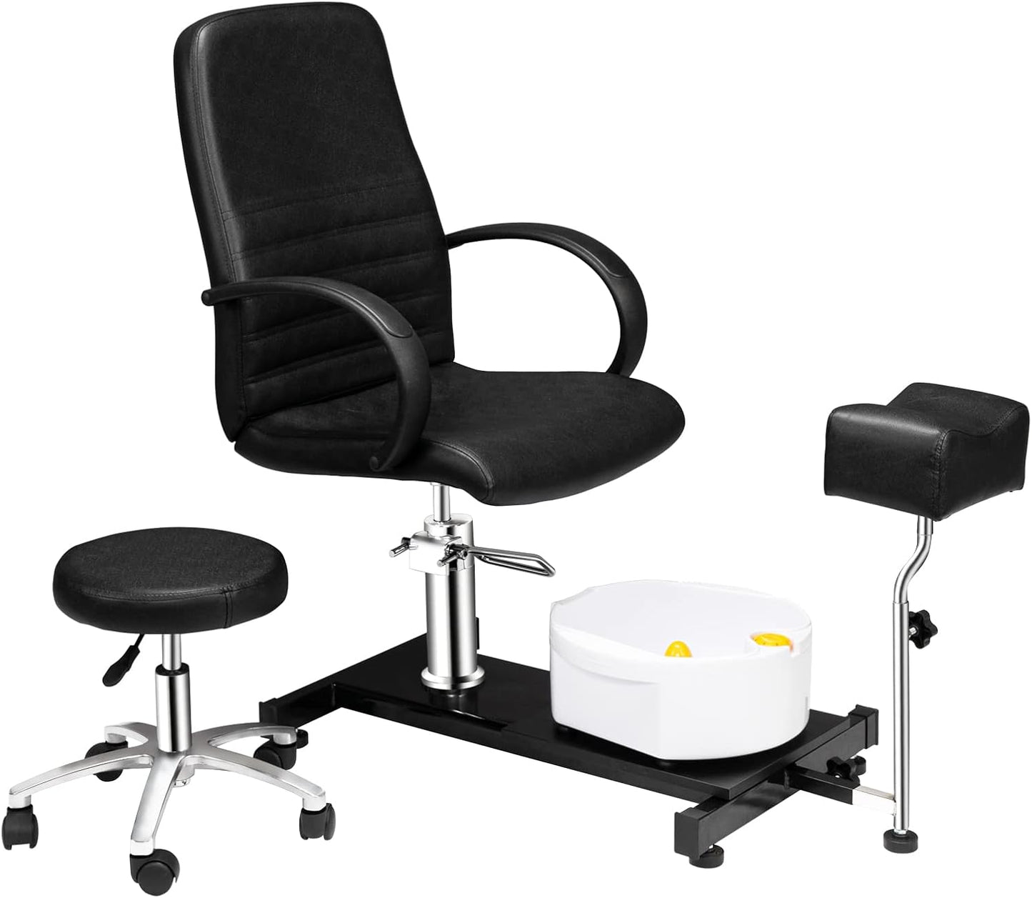 OmySalon Pedicure Chair - Hydraulic Pedi Chair with Stool & Bubble Massage Foot Bath | Beauty Spa Salon Equipment