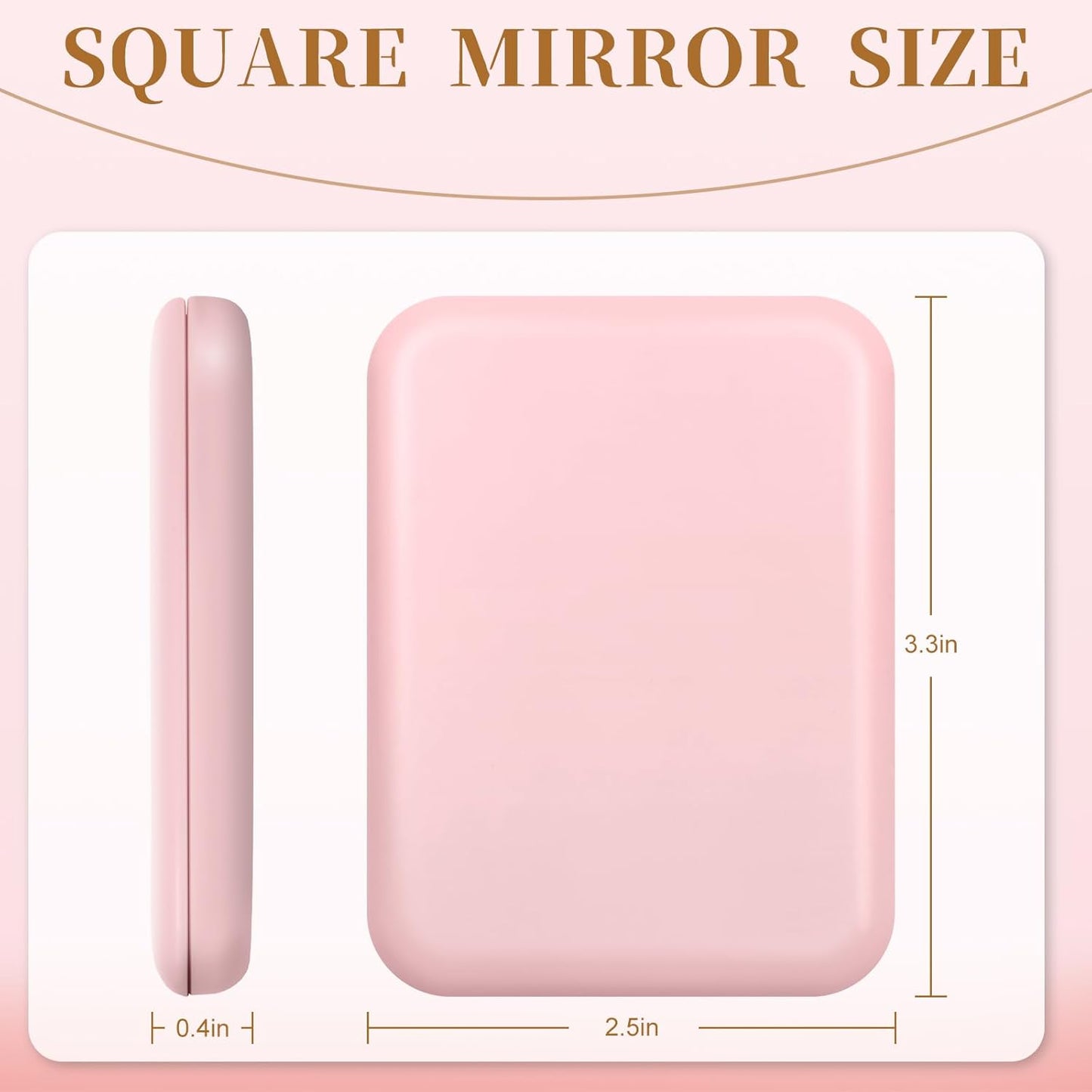 Compact LED Pocket Mirror - 1X/3X Magnification, Mini Travel Mirror for Purse | Pink