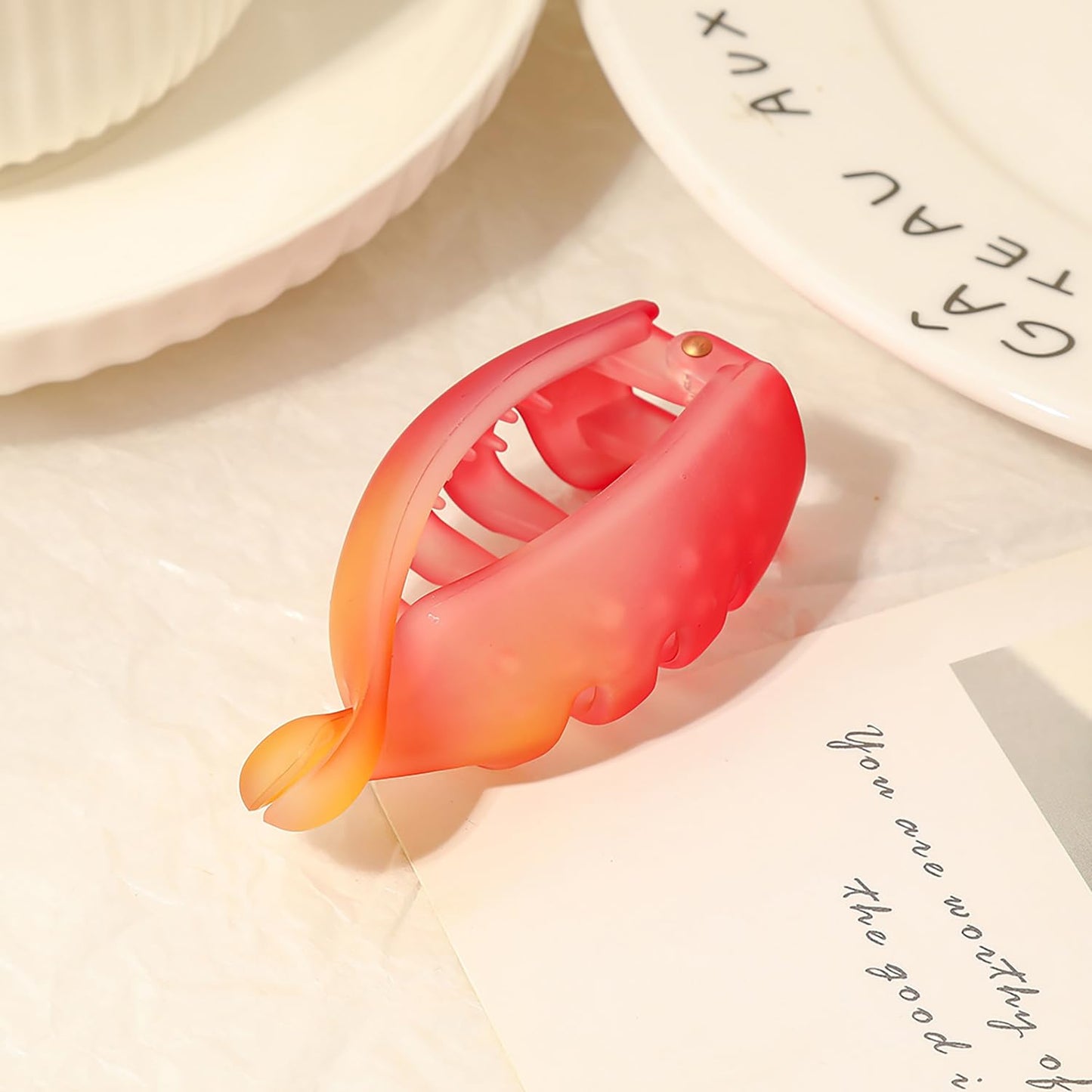 Gradient Matte Banana Hair Clips 3Pcs Cute Summer Hair Accessories Strong Hold High Ponytail Hair Claw Clips Non Slip Ombre Hair Barrettes Colorful Small Banana Clip for Women & Girls