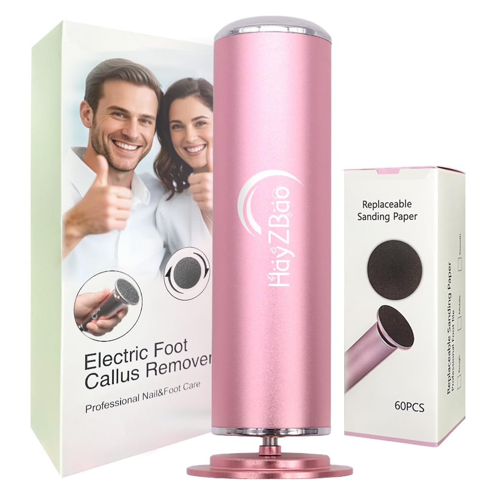 HayZBao FSA&HSA Electric Foot Callus Remover - Callus Remover for Feet,Professional Pedicure Tool for Dead Skin,Electric Foot File with 60 Pcs Sandpaper Discs - Pink