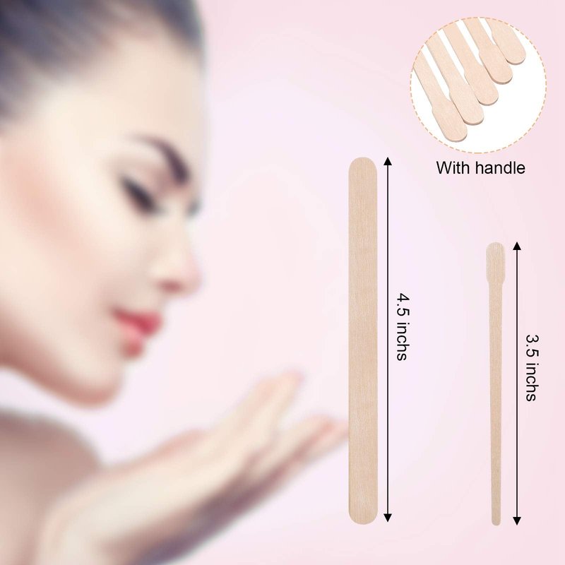 Maitys 1000 Pcs Wooden Wax Sticks Spatula Wax Applicator Sticks Wood Craft Sticks Include 500 Pcs Large Eyebrow Wax Applicator and 500 Pcs Small Wood Waxing Applicator Stick for Body Face Hair Removal