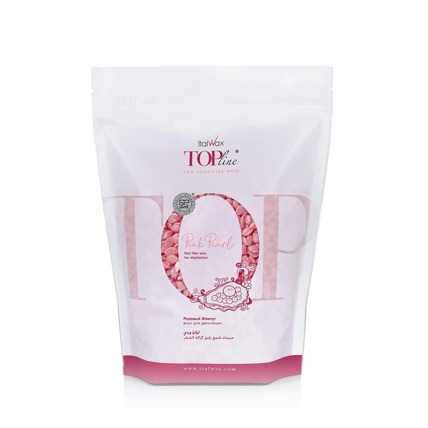 Italwax Top Line Pink Pearl Hard Wax Beads 1.65 lb (750 g) – Semi-Creamy Unscented Hard Wax for Facial Areas, Strong from First Pull, Suitable for Sensitive Skin, Professional Use – Made in Italy