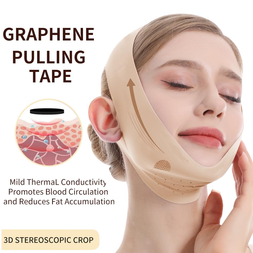 V Line Lifting Mask, Chin Strap for Sleeping, Reusable Double Chin Reducer, Jawline Shaper, Face Slimming, Sagging Prevention, Medium
