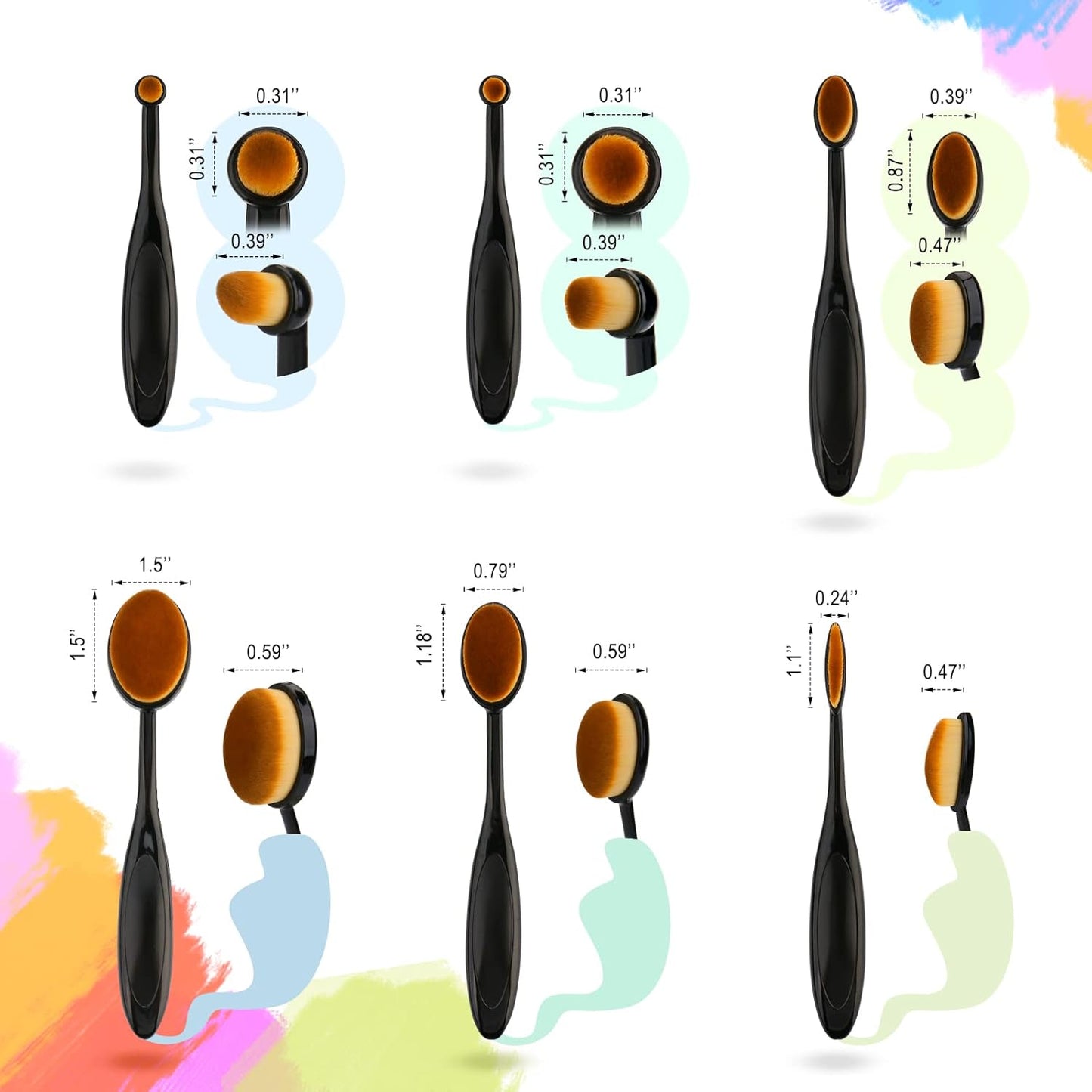 Blending Brush Set for Card Making | 6 Pack Ink Blender Brushes - Brown