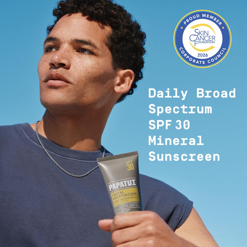 PAPATUI by Dwayne Johnson Hydrating Men's Face Moisturizer with SPF 30 | Unscented | Broad Spectrum Sun Protection | Lightweight Hydration | 2.5 fl oz