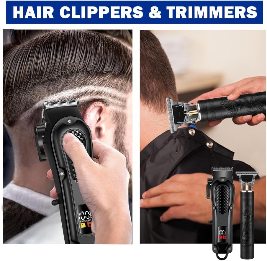 Cordless Hair Clippers for Men - Rechargeable Self Haircut Kit with Adjustable Blade & LCD Display | Grooming Trimmer for Home Use