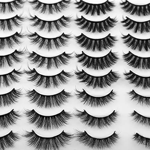 JIMIRE 20 Pairs False Eyelashes 4 Styles Mink Fluffy Pack 3D Volume