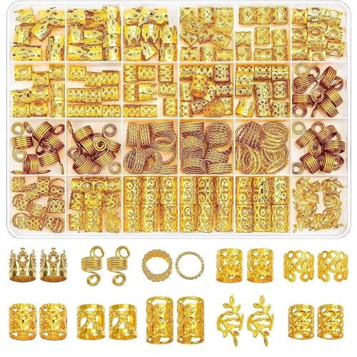 220 Pcs Gold Hair Jewelry Accessories for Braids & Dreadlocks