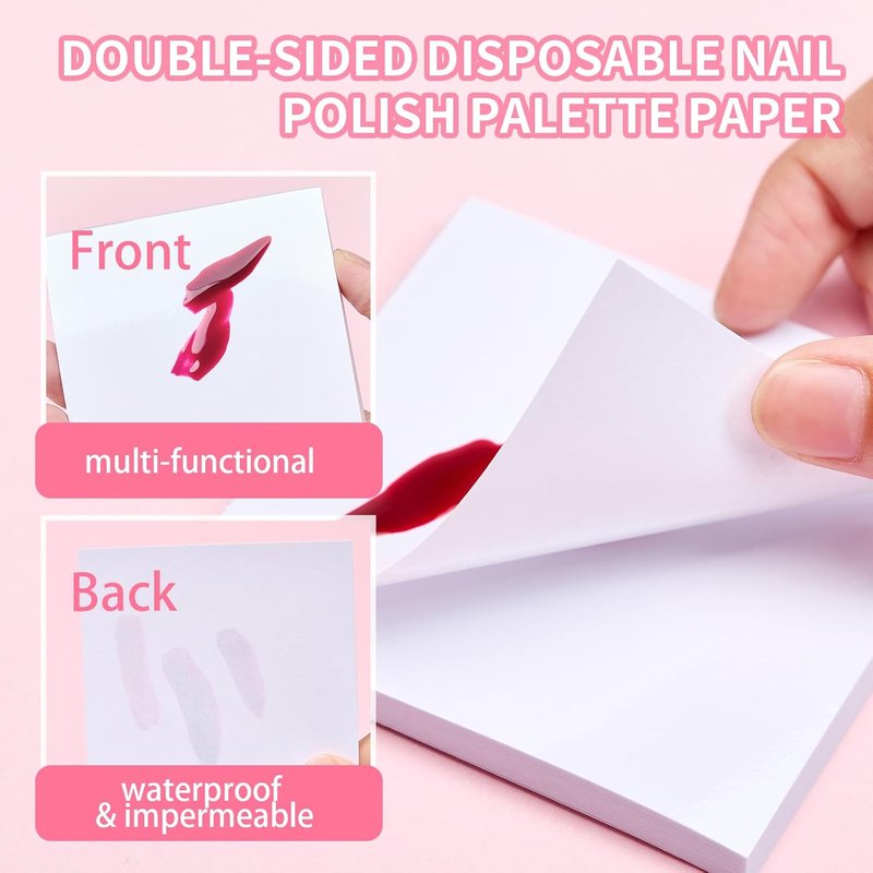 Disposable Nail Art Palette Paper - 100 Sheets Waterproof Double-Sided Mixing Palette with Stirring Rod for Gel Polish & Makeup | Perfect for Nail Art Supplies