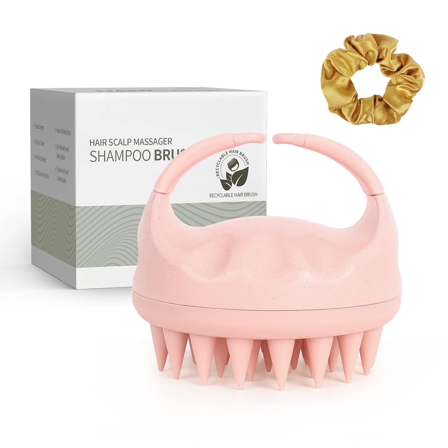 Soft Silicone Scalp Massager for Dandruff Removal & Hair Growth | Exfoliating Brush - Beige