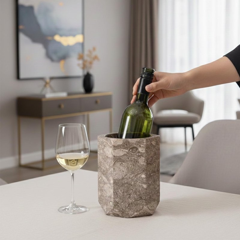 Radicaln Marble Wine Chiller Bucket 6.5 Inch Oceanic 750ml Wine Bottle Cooler & Champagne Chiller, Ice-Free Wine Cooler for Bar Cart, Kitchen Decor, Gift for Wine Lovers, Wedding & Housewarming Gift