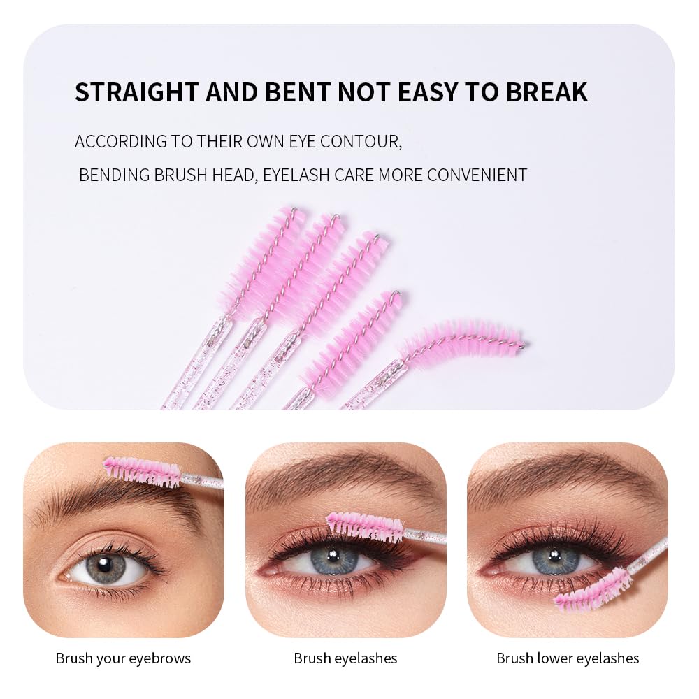 ANNAFRIS 300pcs Eyelash Extension Supplies Kit Disposable Lash Spoolies Brushes Mascara Lip Brushes(Brush Kit-B)