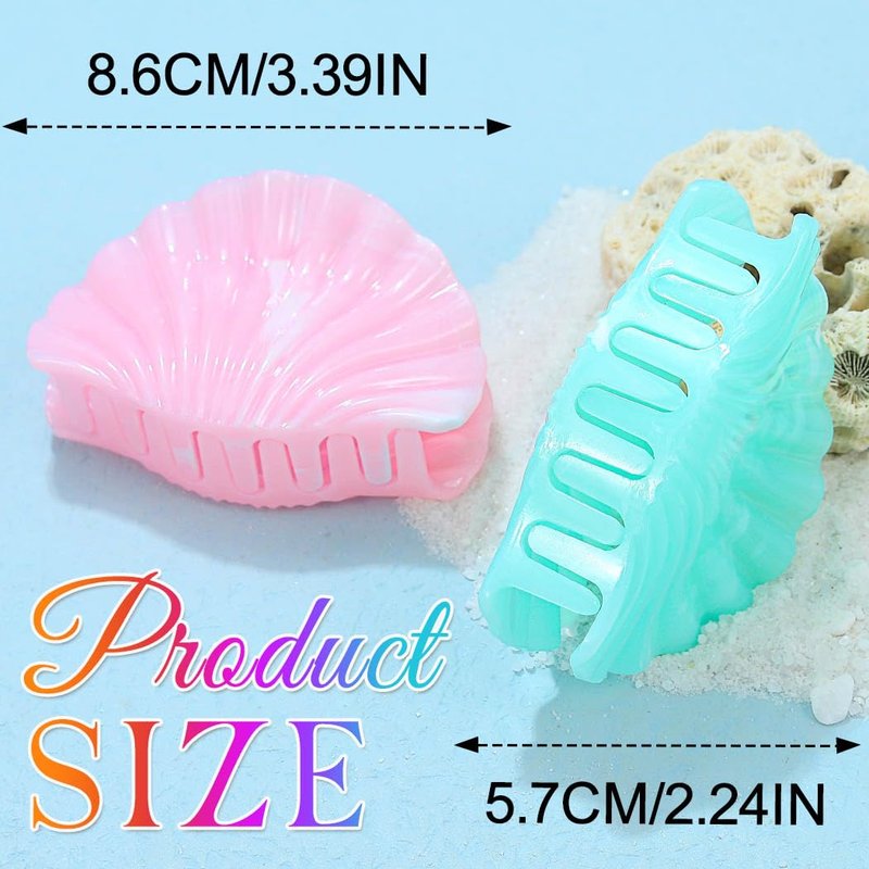 Shell Hair Claw Clips for Women - Mermaid Beach Hair Accessories | Pack of 2, Color A